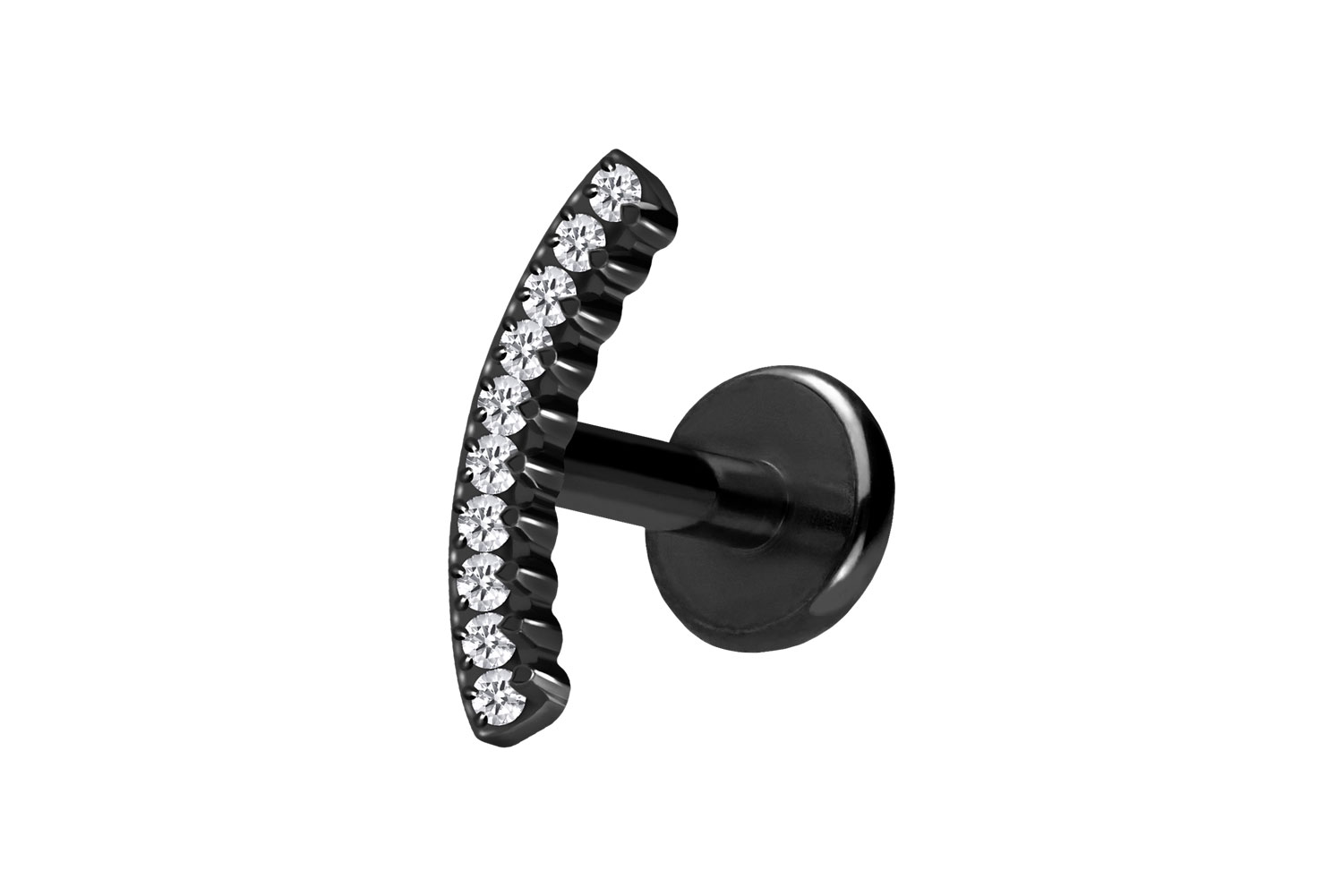 Titan Labret Piercing mit Push Fit KRISTALLBOGEN